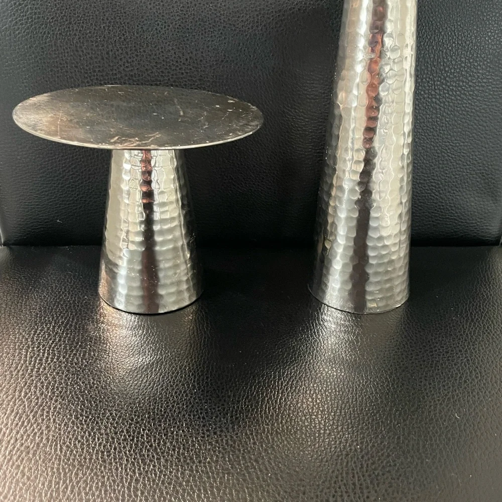West Elm Silver Candle Holders